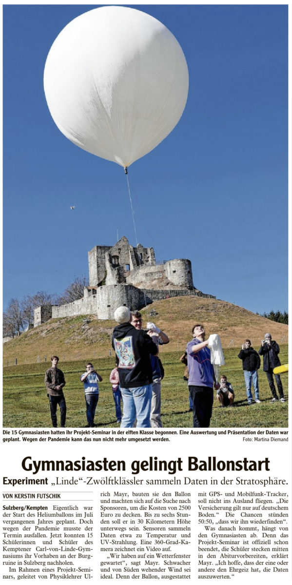 Wetterballon Carl-von-Linde-Gymnasium